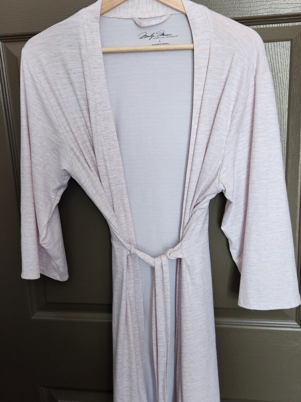 Marilyn Monroe Light Pink Heathered Wrap Robe with Tie
